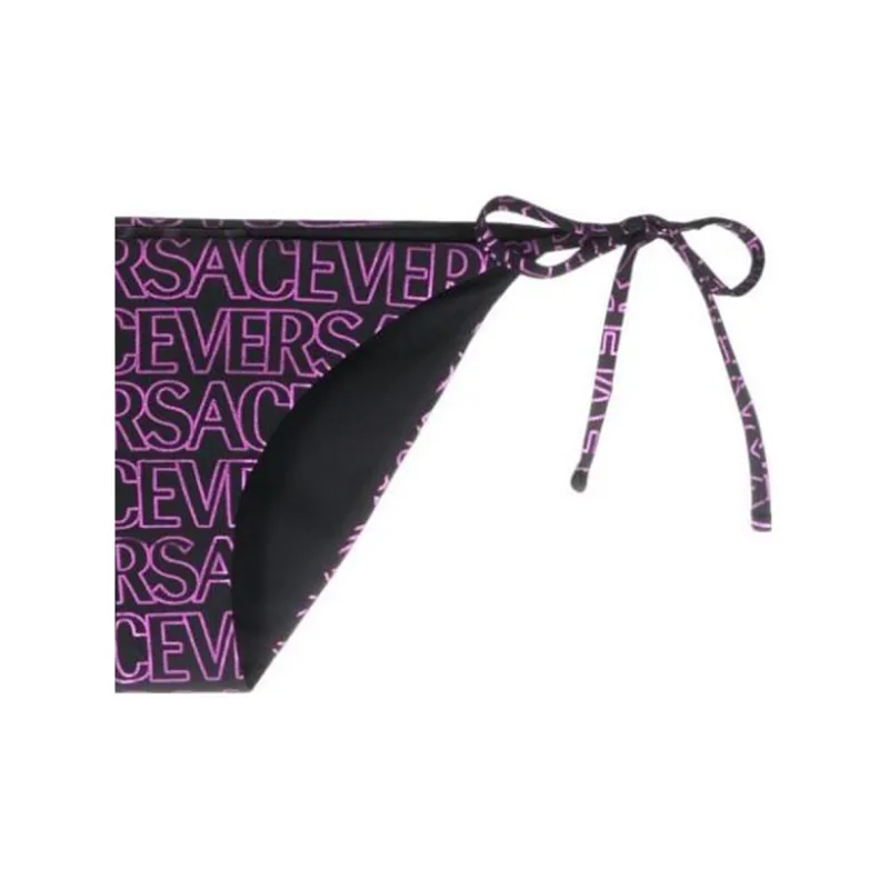VERSACE Allover Logo Printed Side Tied Bikini Bottoms-2
