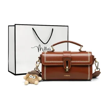 MILLIE'S Synthetic Leather Crossbody Bag, Portable Messenger Bag, Shoulder Bag Regular Women's Brown
