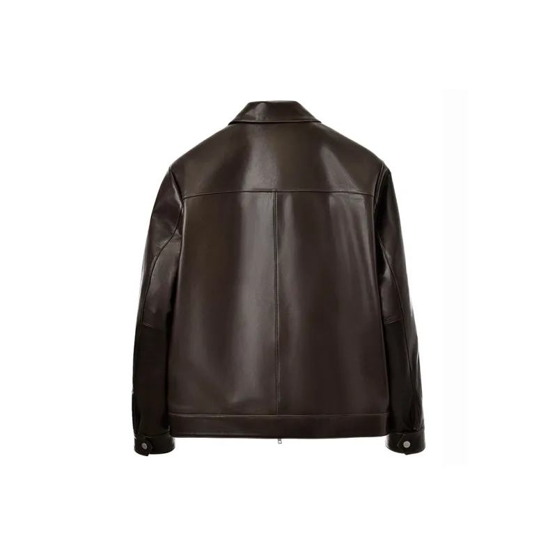 SINBOS Leather Jacket Men's Taupe-1