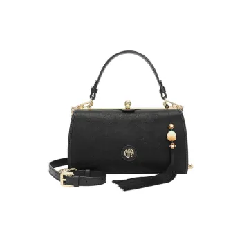 Ancient Yi Xi Mulberry Silk Handbag, Crossbody Bag Medium Size Women's Black