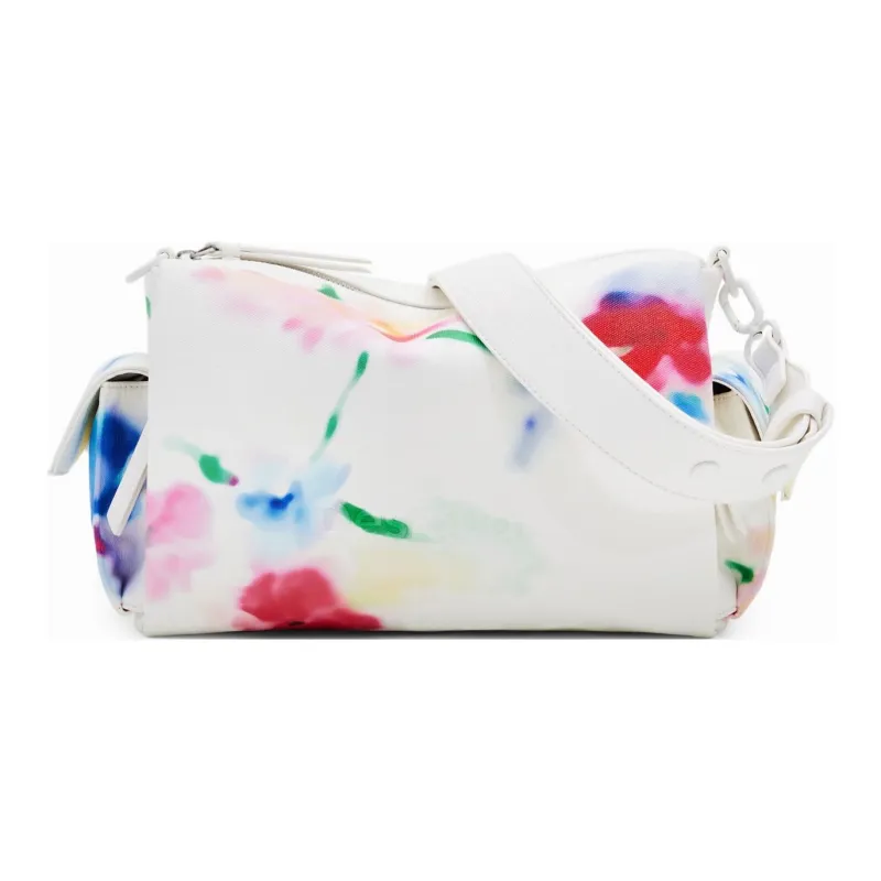 Desigual Recycled PU Shoulder Bag Medium Size Women's White & Multicolor-0
