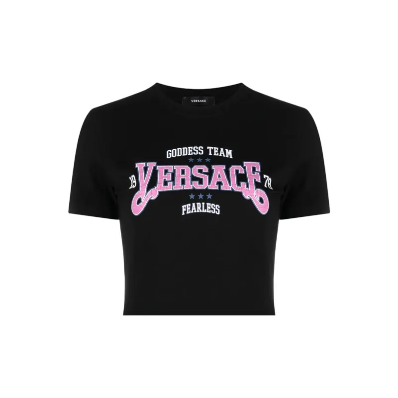VERSACE Logo Printed Crewneck T Shirt-4