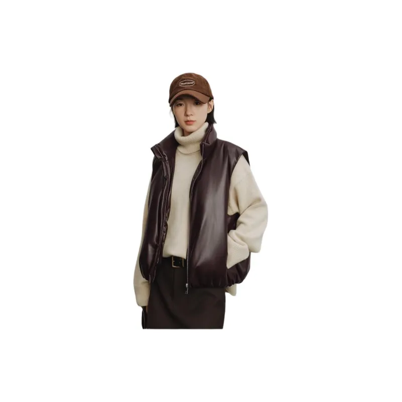 Orange Desire Vest Women's Dark Brown Tan-2