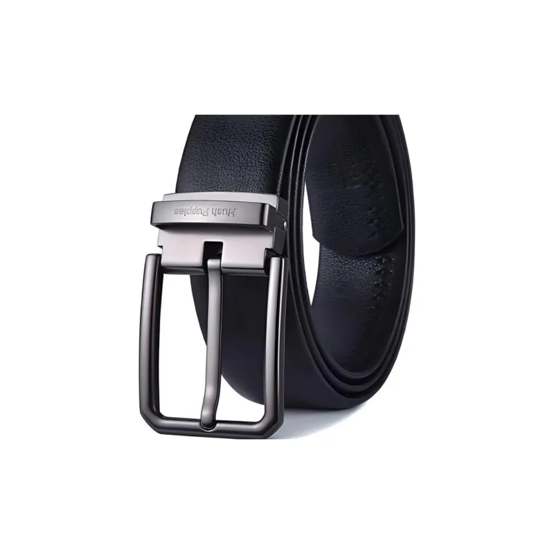Hush Puppies Cow Leather Belts Men's Black Width 3.4CM-2