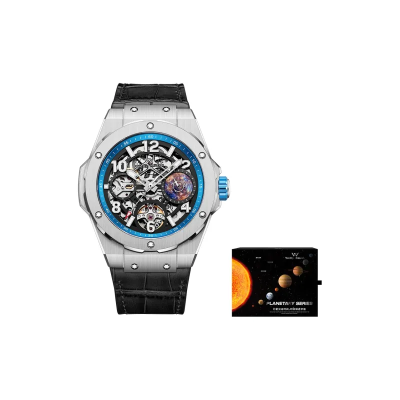 Welly Merck Automatic Mechanical Movement Silicone Strap Watch Men's Watches Cut Out Dial-16