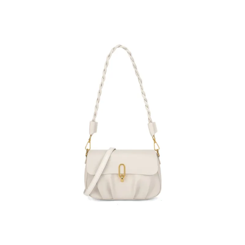 FAIRWHALE Synthetic Leather Shoulder Bag Women's Ecru/Milk Tea Beige-0