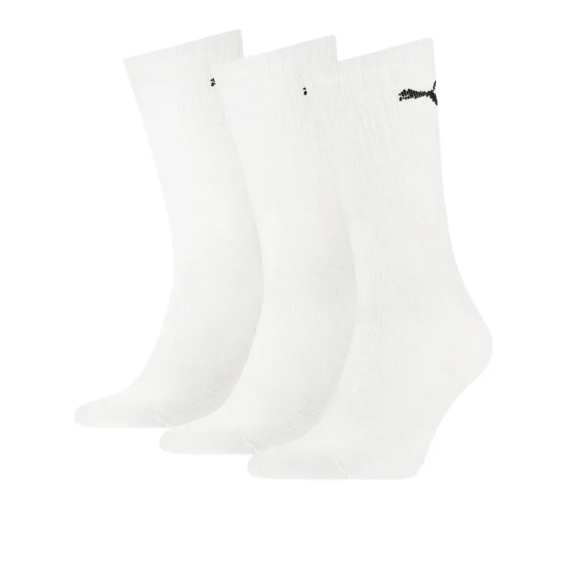 PUMA Unisex Sport Crew Lightweight Socks 3 Pack Mid-Calf Socks Unisex 3 Pack White-0