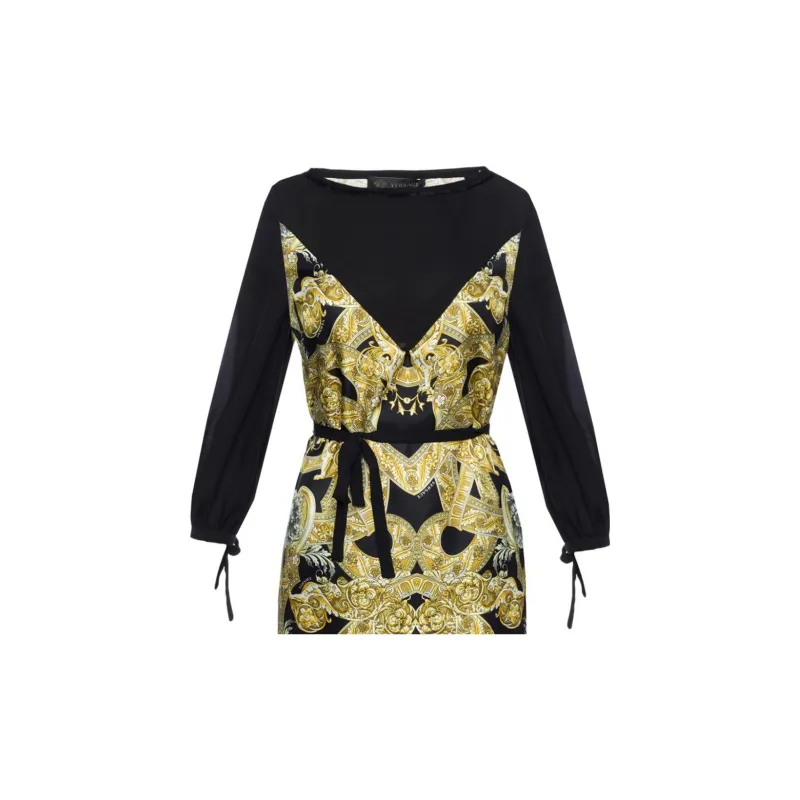 VERSACE Long Sleeved Dresses Women's Black-4