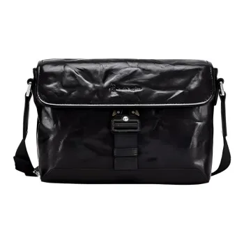 Hush Puppies Cow Leather Crossbody Bag, Shoulder Bag Medium Size Men's Black
