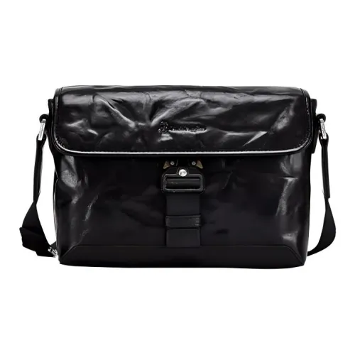 Hush Puppies Cow Leather Crossbody Bag, Shoulder Bag Medium Size Men's Black