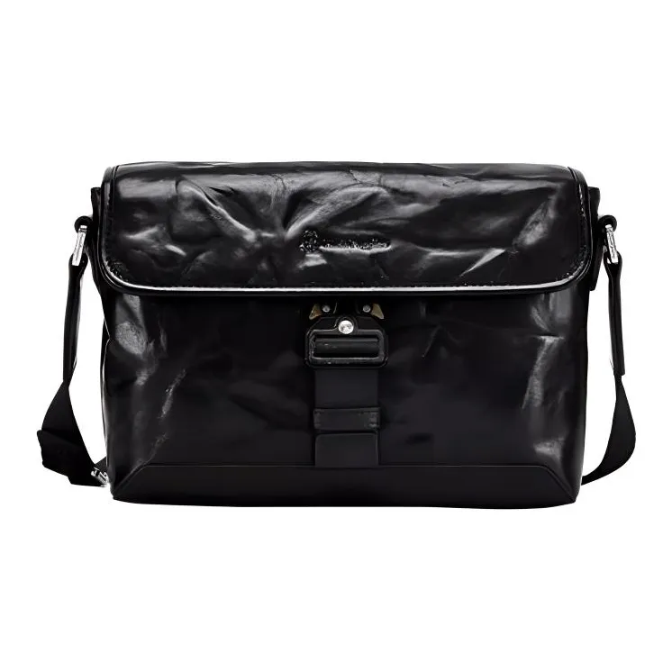 Hush Puppies Cow Leather Crossbody Bag, Shoulder Bag Medium Size Men's Black-0