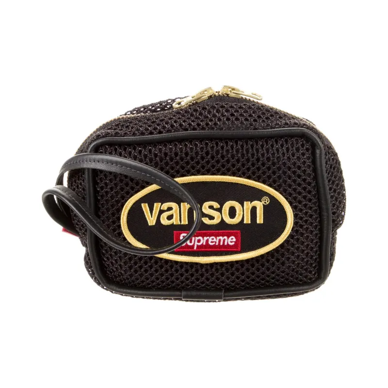 Supreme Mesh Bonded Leather Clutches Wallets Regular Unisex-5