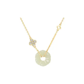 Gold Of China Necklaces Pale Greenish White Jade Unisex