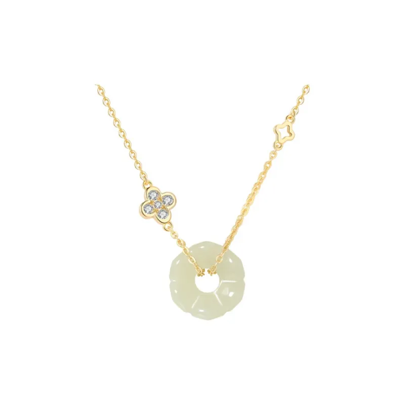 Gold Of China Necklaces Pale Greenish White Jade Unisex-0