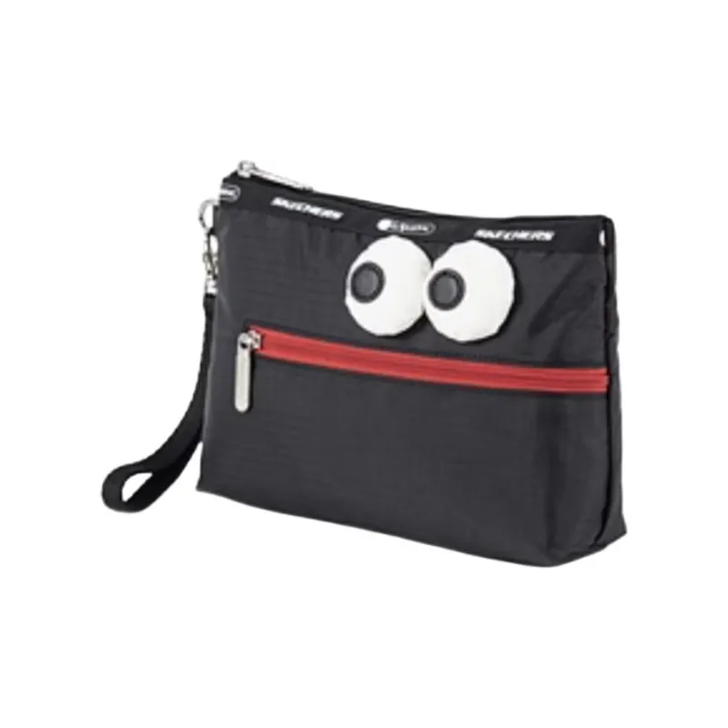 Skechers LeSportsac Collaboration Fabric Coin Purse, Makeup Bag, Clutch Medium Size Unisex Carbon Black-3