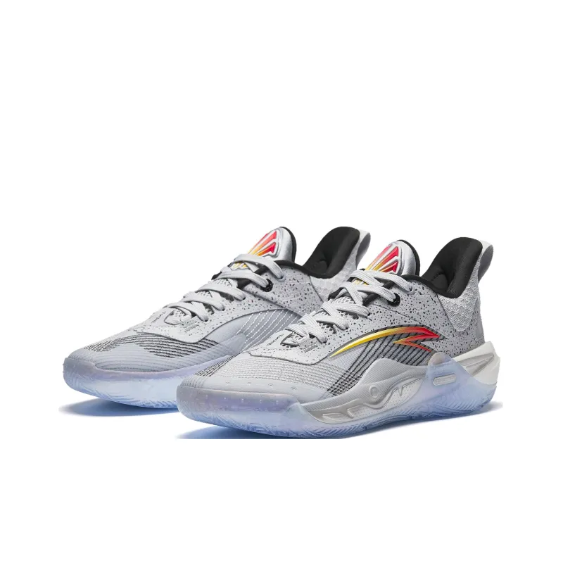 Anta Irving Series Slip-Resistant Cushioning Support Low-Top Basketball Shoes Men's Gray Black Red-2