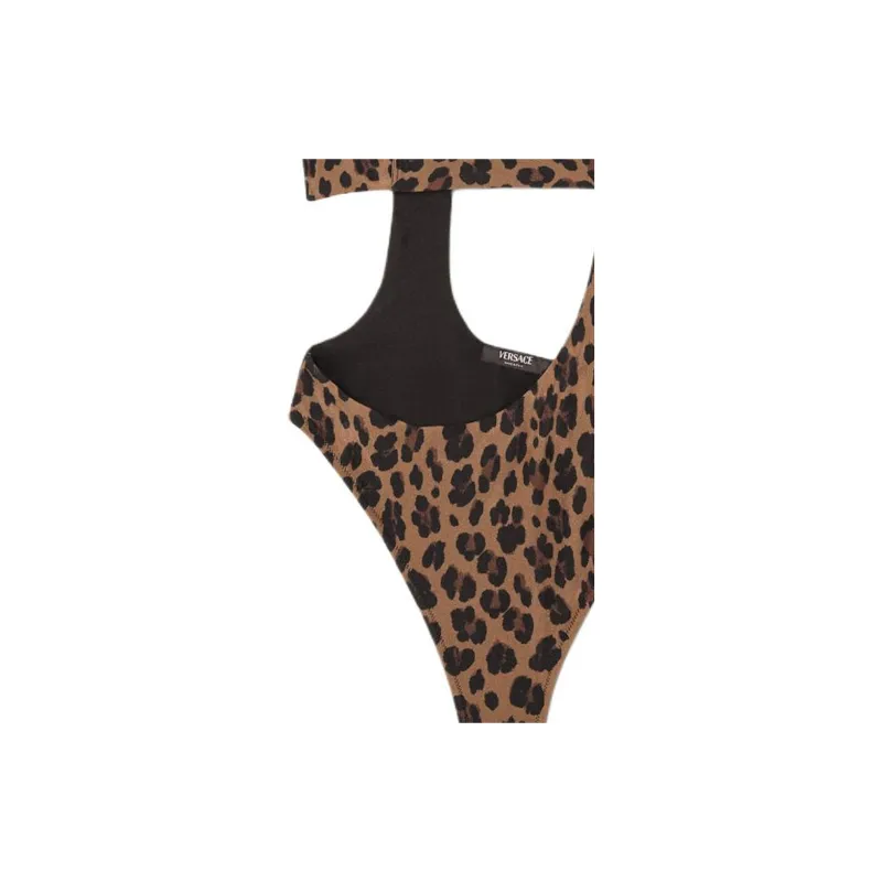 VERSACE Greca trim Leopard Print Swimsuit-2