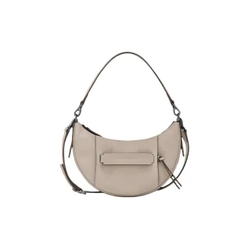 LONGCHAMP 3D Calfskin Crossbody Handbag, Shoulder Bag Small Size Women's Taupetastic Gray
