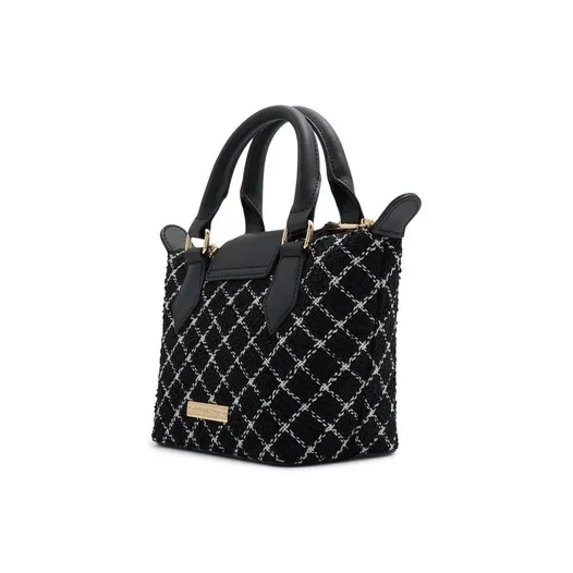 ALDO Polyester With Artificial Leather Dumpling Bag, Crossbody Handbag Trumpets Women's Black & White-1