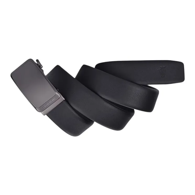 Hush Puppies Zinc Alloy Leather Belts Men's Black Width 3.5CM-2