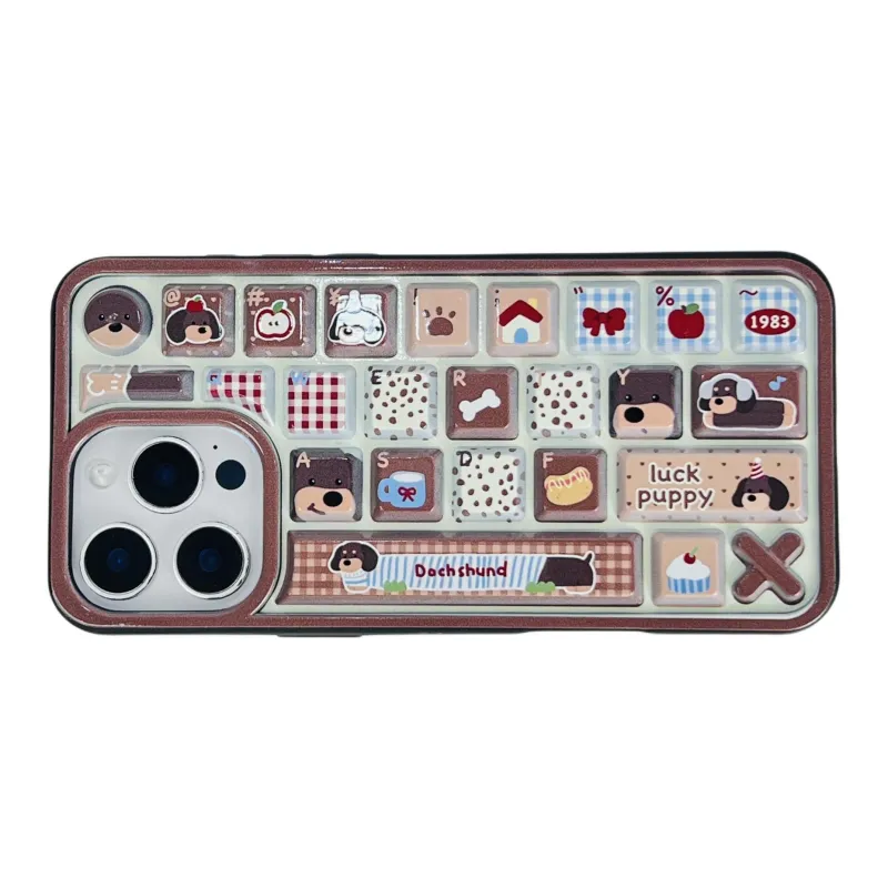 Wei Xin TPU Material Puppy Keyboard Phone Cases Compatible With IPhone 16/15 Pro Max/Apple 13/14 Pro/Max-9