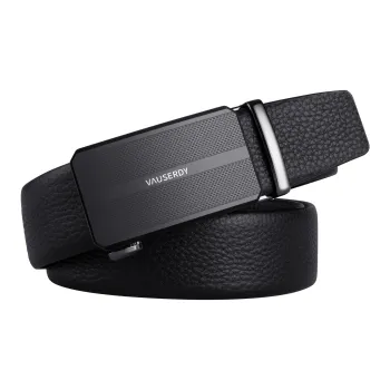 VAUSERDY Top Grain Cow Leather Leather Belts Men's Black 3.5cm