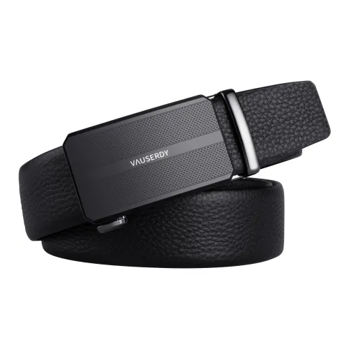 VAUSERDY Top Grain Cow Leather Leather Belts Men's Black 3.5cm
