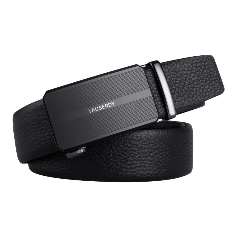 VAUSERDY Top Grain Cow Leather Leather Belts Men's Black 3.5cm-0