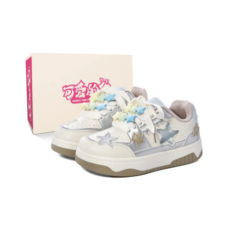 Lovely You Lightweight Low-Top Skateboard Shoes Women's Beige Silver-11