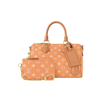 LOUIS VUITTON Speedy Leather Trim Handbag Women's Yellow