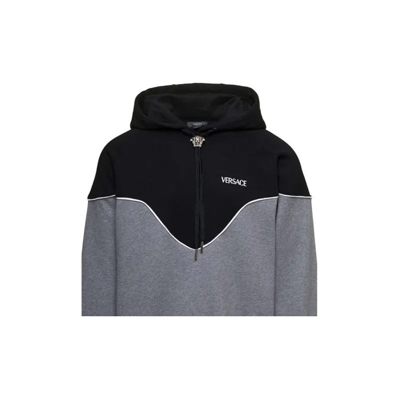 VERSACE Logo Embroidered Medusa Drawstring Hoodie-5