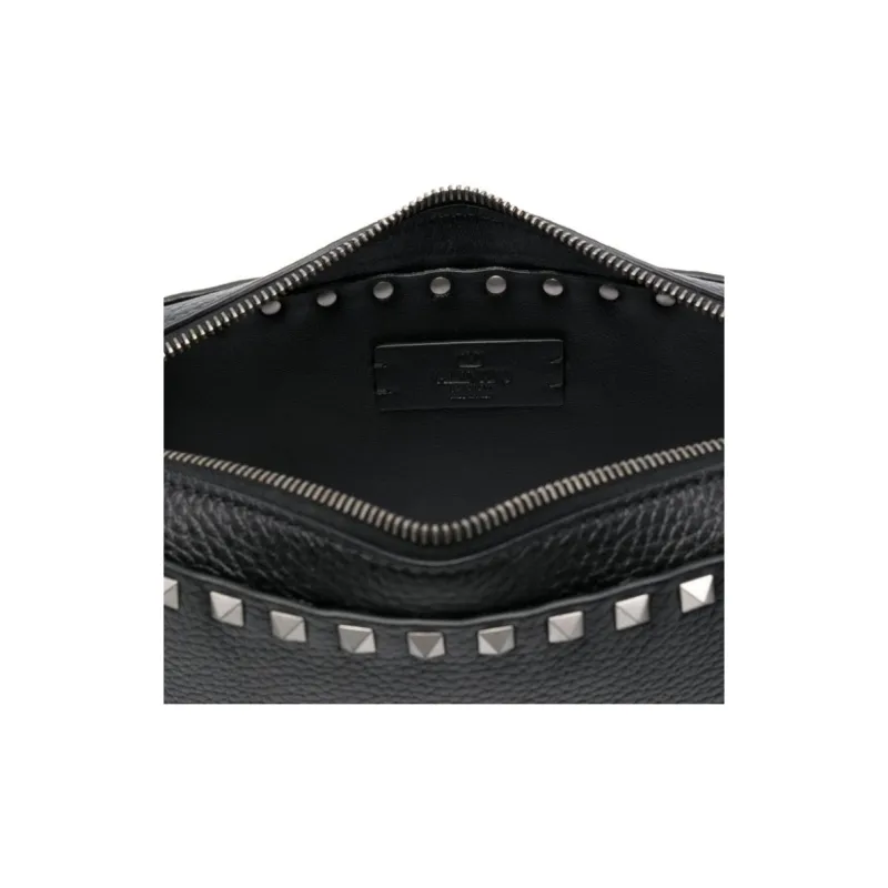 Valentino Calfskin Messenger Bag Shoulder Bag Men's Black-3
