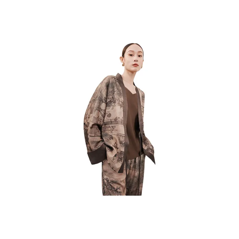 NAWEI Jackets Coats Women's Brown Gray-0