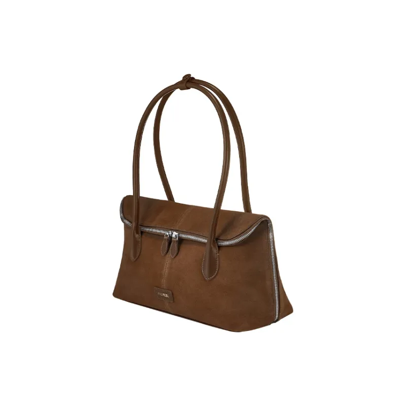 ANDFEEL Suede Surface Cow Leather Shoulder Bag Regular Women's Light Brown/Dark Brown-3