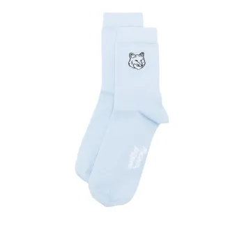 Maison Kitsune Mid Calf Socks Men's 1 Pack Light Blue