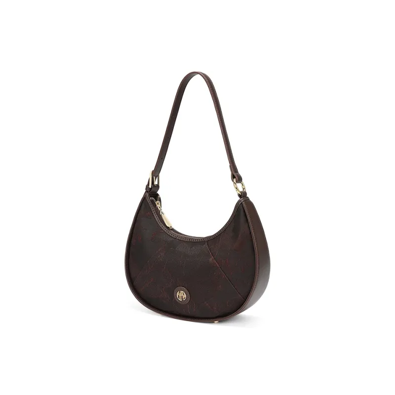 Ancient Yi Xi Mulberry Silk Cheongsam Handbag Shoulder Bag Small Size Women's Dark Red Brown-1