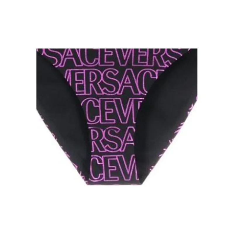 VERSACE Allover Logo Printed Side Tied Bikini Bottoms-3