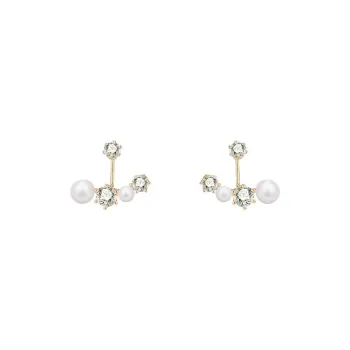 Peach Tea Pearl Rhinestone Earrings Women's