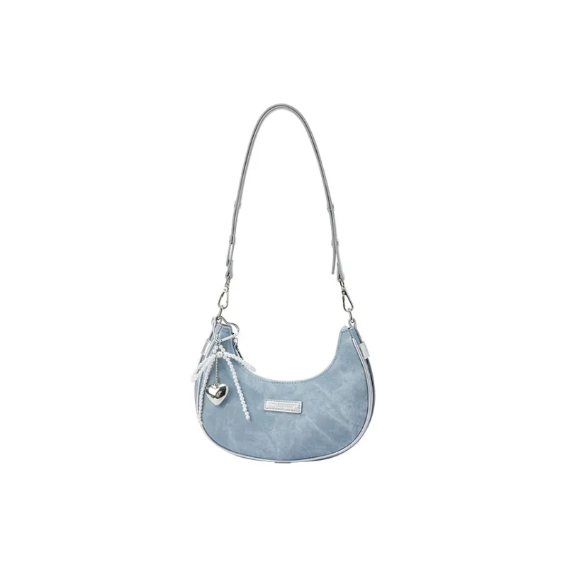 SEM/R Denim Style PU Fabric Crescent Bag, Crossbody Handbag, Shoulder Bag Women's Multicolor-3