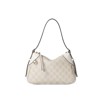 GUCCI GG Emblem Coated Canvas Handbag Shoulder Bag Small Size Women's Ecru