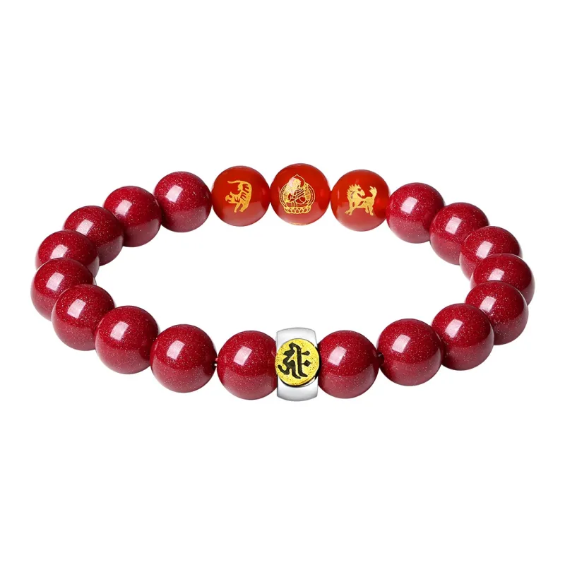 SEVEN COOK Reconstructed Cinnabar Bracelets Unisex-14