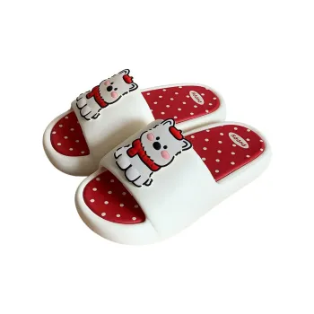 Thin Strips Sandal Slippers Women's, Cream White+Burgundy Base