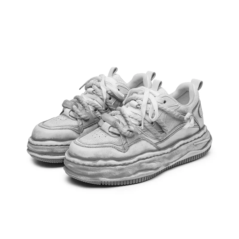 Angelmi Anti Slip Wear Resistant Low Top Skateboard Shoes Unisex White Gray-1
