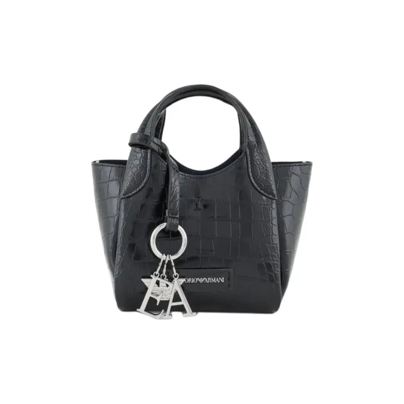 EMPORIO ARMANI Polyester Tote Bag, Shopping Bag, Crossbody Bag, Handbag Women's Black-0