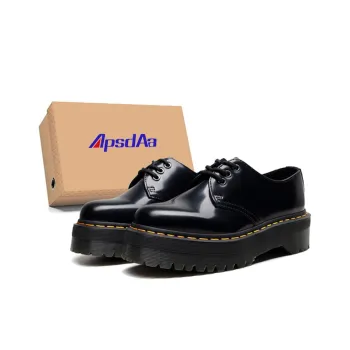 ApsdAa x SITULANG 3 Hole Platform Open Edge Beaded Leather Slip Resistant Low Top Casual Shoes Unisex Black