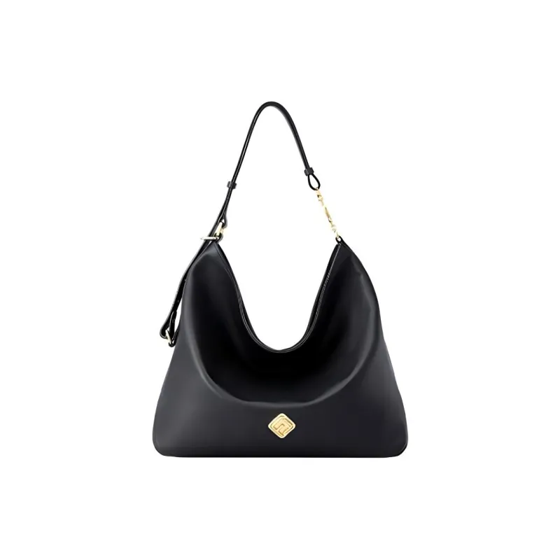 FION Cow Leather Tote Bag Shopping Bag Handbag Shoulder Bag Large Size Women's Classic Black-0