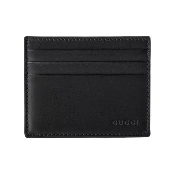 GUCCI GG Emblem Leather Card Holder Men's Black