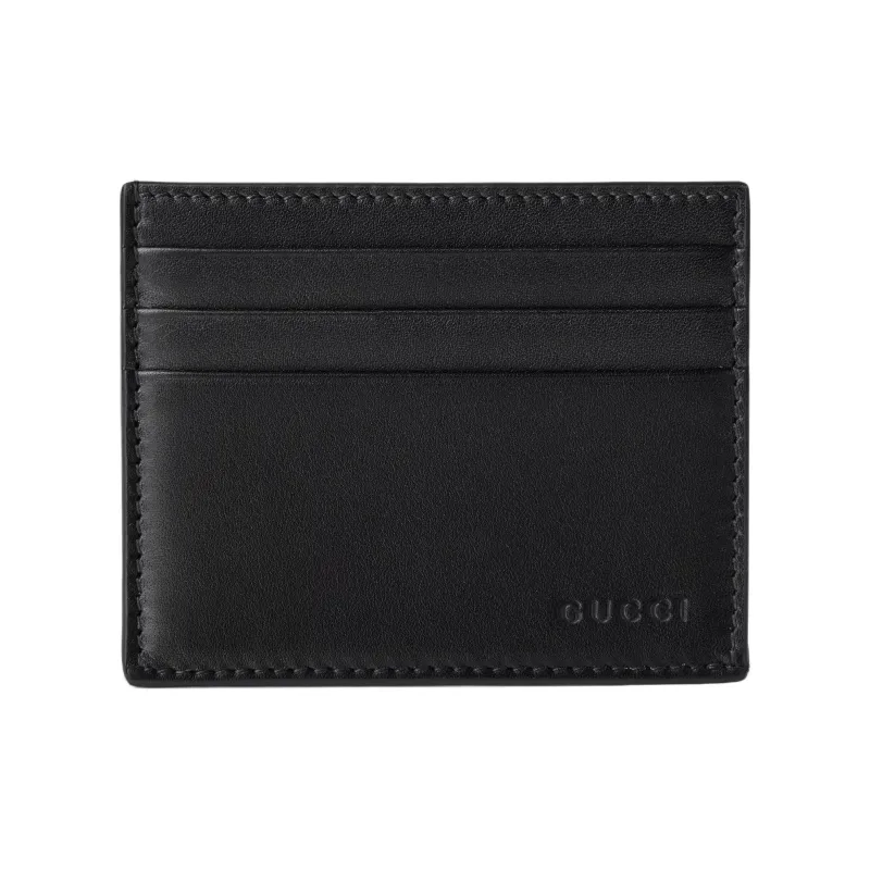 GUCCI GG Emblem Leather Card Holder Men's Black-0