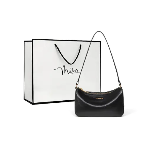 MILLIE'S Cow Leather Baguette Underarm Shoulder Bag Women's Black/Coffee