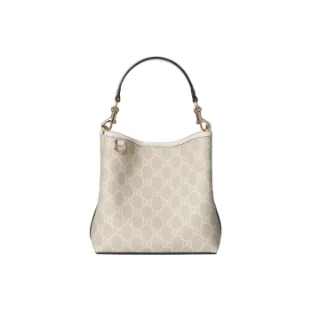 GUCCI Coated Canvas Bucket Bags One Shoulder Handbags Mini Women's Beige & White
